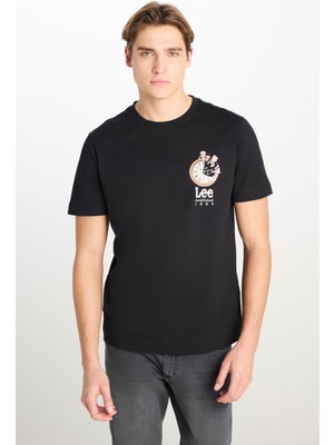 Lee Regular Fit Grafik Bas Siyah Erkek Kısa Kol T-Shirt