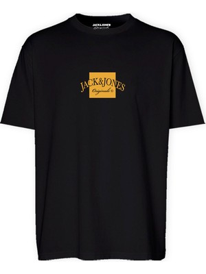 Jack & Jones JORBOSTON TEE SS CREW NEC Siyah Erkek Kısa Kol T-Shirt
