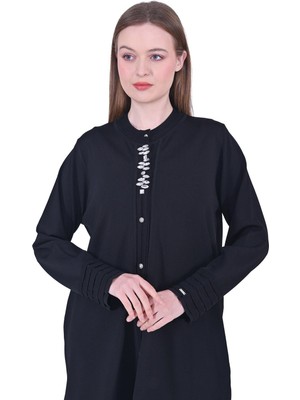 Merdiven Triko Taşlı Hırka Siyah