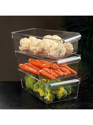 3'lü Buzdolabı Düzenleyici - Şeffaf Buzdolabı Içi Düzenleyici Organizer 3xmaxi