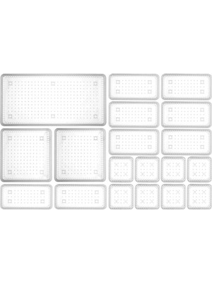 19'lu Çekmece Içi Çok Amaçlı Organizer -Kozmetik Takı Makyaj Organizeri Dolap Içi Düzenleyici Şeffaf