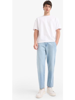 DeFacto %100 Pamuk Relax Fit Geniş Paça Jean Kar Yıkamalı Pantolon E1376AX25SM