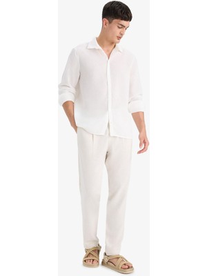 DeFacto Relax Fit Geniş Paça Keten Karışımlı Pantolon B1043AX25SM