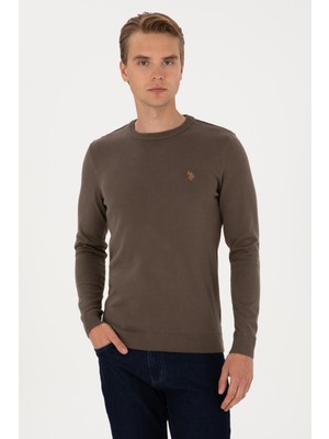 U.S. Polo Assn. Erkek Vizon Slim Fit Düz Yaka Kazak Kolsuz Şık Tasarım-50313713-VR052
