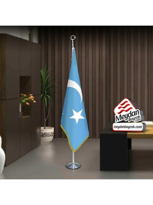 Asilmeydan Doğu Türkistan Bayrağı - Bayrak -Ofis -Makam-Toplantı Odaları -Direkli -Saçaklı Makam Bayrağı