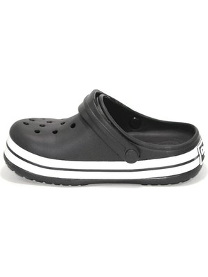 Sonimix Siyah - Beyaz Unisex Sabo Terlik EVA Malzeme ile Düz Topuklu Konforlu Tasarım Hastane ve Ev Kullanımı