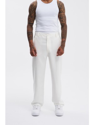 Erkek Oversize Baggy White Jean