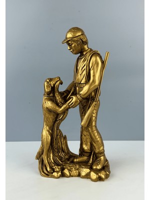 Avcı ve Köpeği Dekoratif Biblo Heykel 29 x 14 cm