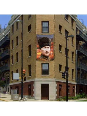 Asilmeydan Kalpaklı Mustafa Kemal Atatürk Poster Cephe Bayrağı -Bayrak - 2x3 Metre