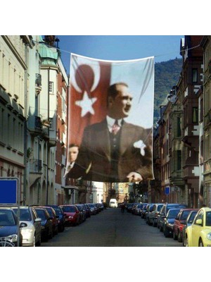 Asilmeydan Sivil Mustafa Kemal Atatürk Poster Cephe Bayrağı - 4x6 Metre