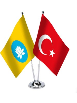 Asilmeydan Kalmuk Cumhuriyeti Türkiye Saten Masa Bayrağı