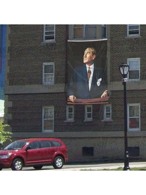 Asilmeydan Şık Takım Elbiseli Sivil Gazi Mustafa Kemal Atatürk -Poster Cephe Bayrak - 300X450CM