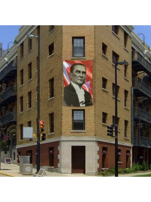 Asilmeydan Sivil Mustafa Kemal Atatürk Ay-Yıldız Poster Cephe Bayrak- 2x3 Metre