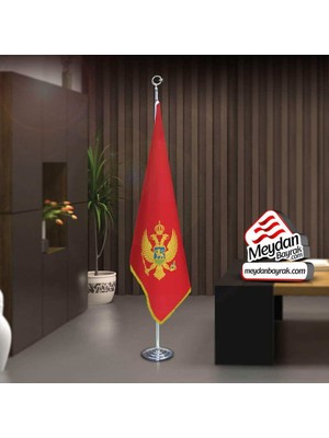 Asilmeydan Crnagora Karadağ Bayrağı -Ofis -Makam-Toplantı Odaları -Direkli -Saçaklı Makam Bayrağı