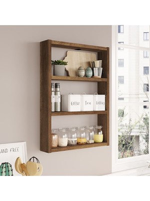 Monya 3'lü Duvar Rafı Mutfak Banyo Rafı Barok Mon1-Br