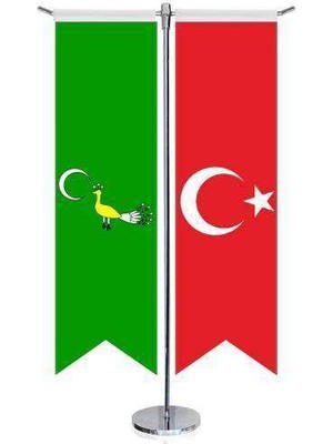 Asilmeydan Gazne Devleti Bayrağı 17 Eski Türk Devletleri ve Türkiye Kırlangıç Saten T Direk Masa Bayrağı 2'li