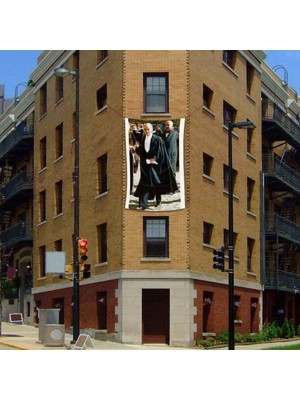 Asilmeydan Pelerinli Mustafa Kemal Atatürk Poster Dış Cephe Bayrağı-2x3 Metre