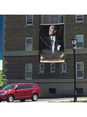 Asilmeydan Göğe Bakan Sivil Mustafa Kemal Atatürk Poster Dış Cephe Bayrak 300 x 450 cm