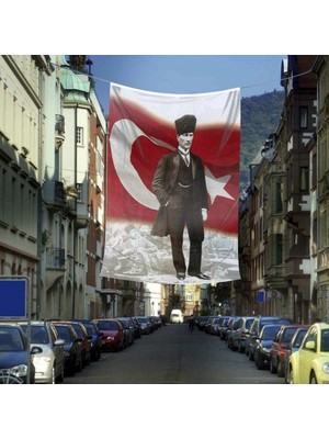 Asilmeydan Ay Yıldızlı Mustafa Kemal Atatürk Poster Cephe Bayrak 400 x 600 cm