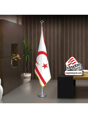 Asilmeydan Kuzey Kıbrıs Türk Cumhuriyeti Bayrak -Ofis -Makam-Toplantı Odaları -Direkli -Saçaklı Makam Bayrağı