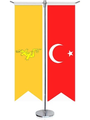 Asilmeydan Büyük Hun Imparatorluğu 17 Eski Türk Devletleri ve Türkiye Kırlangıç Saten T Direk Masa Bayrağı 2'li