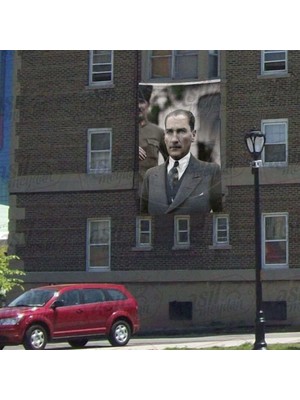 Asilmeydan Gazi Mustafa Kemal Atatürk - Şık Takım Elbiseli - Modern Atatürk - Poster Cephe Bayrak - 300X450CM