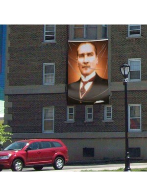 Asilmeydan Mustafa Kemal Atatürk Portre - Poster Dış Cephe Bayrağı- 3x4,5 Metre