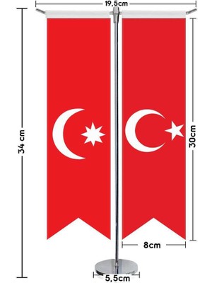 Asilmeydan Son Imparatorluk Osmanlı 17 Eski Türk Devletleri ve Türkiye Saten T Direk Masa Bayrağı 2'li