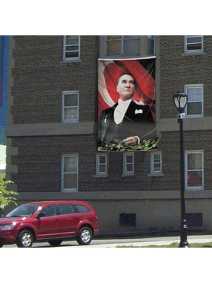 Asilmeydan Ay Yıldızlı Sivil Mustafa Kemal Atatürk Poster Cephebayrak- 3x4,5 Metre