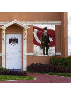 Asilmeydan Kalpaklı - Sivil Gazi Mustafa Kemal Atatürk - Ay Yıldız - Türk Bayrağı Poster - Bayrak 100x150 cm