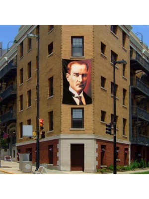 Asilmeydan Mustafa Kemal Atatürk Sivil Portre Cephe Poster Bayrağı 2 x 3 Metre