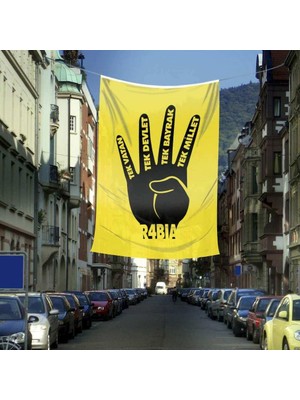 Asilmeydan Raşel Kumaş Rabia Bayrak -( Tek Vatan, Tek Devlet, Tek Bayrak, Tek Millet ) 400X600 cm