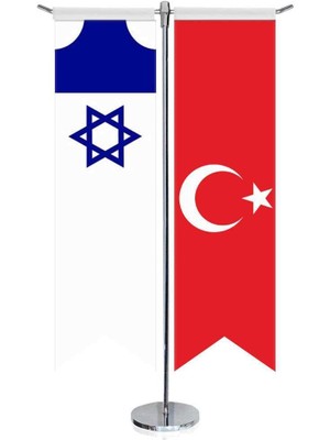 Asilmeydan Karamanoğulları Beyliği Bayrağı ve Türkiye Kırlangıç Saten T Direk Masa Bayrağı 2'li