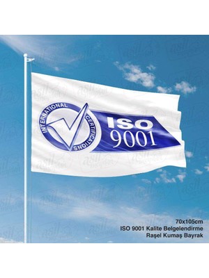 Asilmeydan Iso 9001 Kalite Belgelendirme Gönder Bayrağı Raşel Kumaş Bayrak 70 x 105 cm