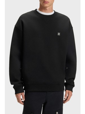 Hugo Streç Pamuklu Relaxed Fit Yırtmaçlı Yuvarlak Yaka Sweat Erkek Sweat 50542593 001