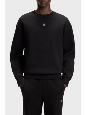 Hugo Logolu Streç Pamuklu Relaxed Fit Bisiklet Yaka Sweat Erkek Sweat 50533689 002