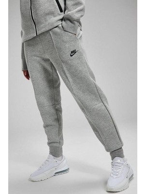 Nike Sportswear Tech Fleece Standart Fit Mid Rise Jogger Gray Kadın Eşofman Altı Gri