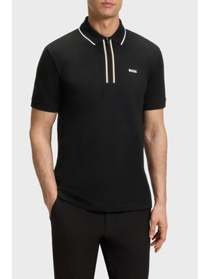 Boss Logolu Pamuklu Slim Fit Yarım Fermuarlı Polo Yaka T Shirt Erkek Polo Yaka T Shirt 50544450 001