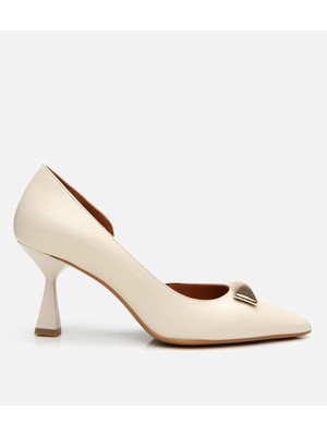 Hotiç 01AYH304210A400 KADIN Deri Ekru Orta Topuklu Stiletto
