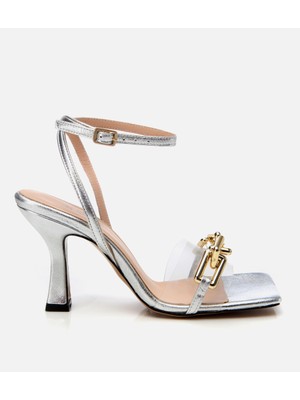 Hotiç 01SAH232120A210 HAKIKI Deri Lame Kadın Topuklu Sandalet