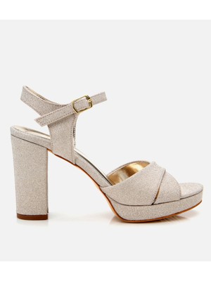 Hotiç 01SAH307550A540 GOLD Kadın Simli Topuklu Sandalet