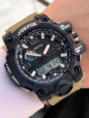 Joefox Digital ve Analog 2 Yıl Garantili Kronmetre+Takvim+Alarm+Aydınlatma Erkek Kol Saati JOE.BK13