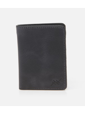 Erkek Deri Lacivert Kartlık