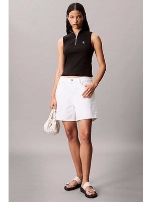 Calvin Klein Jeans Kadın Etiketli Kolsuz Yarım Fermuarlı Siyah Bluz LV047C909G-UB1
