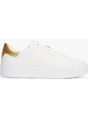 Tommy Hilfiger Kadın Klasik Platformlu Kort Tarzı Gold Sneaker FW0FW087560HT
