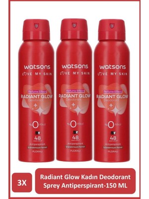 Watsons Radiant Glow Deodorant Sprey Kadın Pudralı 3x150ml

