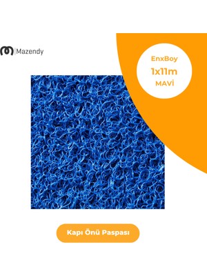 Kıvırcık Paspas 1X11M 14MM Mavi Kapı Önü Kaymaz Dış Mekan Halısı