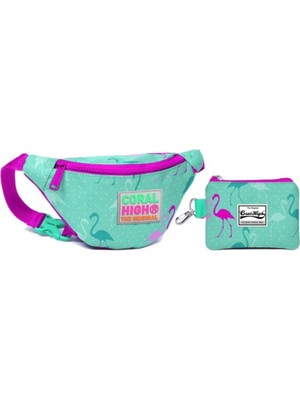 Renkli Flamingo Desenli Bel Çantası Seti, Şık ve Kullanışlı Tasarım