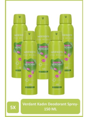 Watsons Verdant Deodorant Sprey Pudrasız 5x150ml
