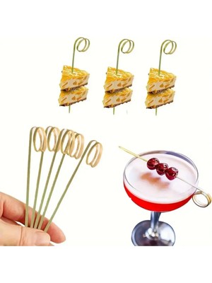 Parmak Kürdan Bambu Kokteyl Çubukları 50 Adet Kanepeler,mezeler Parti Malzemeleri 12 cm